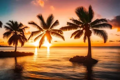 Пальмы на пляже на острове Ислин, Сейшельские острова стоковое фото  ©luckyphotographer 111916534