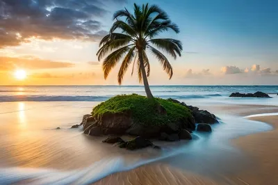 Пальма на острове иллюстрация вектора. иллюстрации насчитывающей кокосы -  69205385