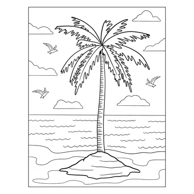тропическая пальма на острове с морем и парусником PNG , турист, восход  солнца, приключения PNG картинки и пнг рисунок для бесплатной загрузки