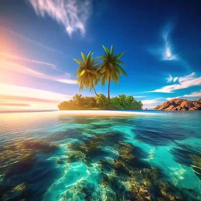 пальма на острове стоковое фото. изображение насчитывающей марина -  218853104