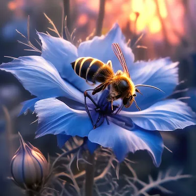 Рисунок пчелы на цветке - 65 фото