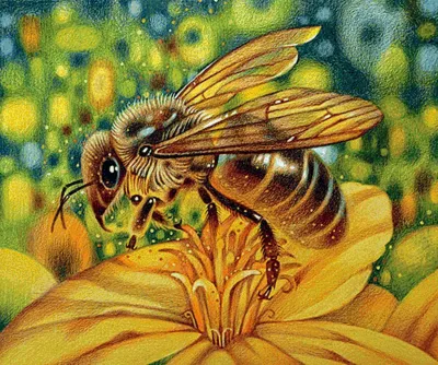 Foto Stock пчела собирает пыльцу на цветке клубники | Adobe Stock