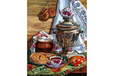 традиционно сияющий русский самовар на столе старая глиняная посуда богато  украшена Фото Фон И картинка для бесплатной загрузки - Pngtree