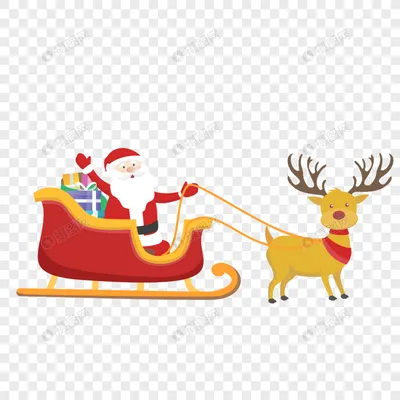 Санта-Клаус на санях, полных подарков и оленей Векторное изображение  ©abscent 219553706