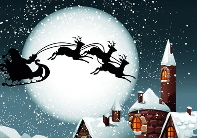 Санта клаус едет на санях с …» — создано в Шедевруме