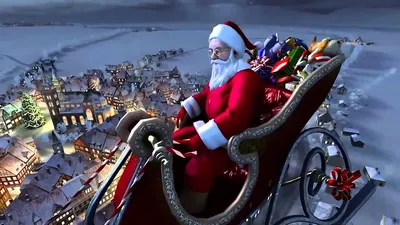 Санта-клаус катается на санях, запряженных оленями | Премиум Фото