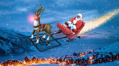 Фигура на новый год Санта - Клаус на санях с оленем, 59х122 см.