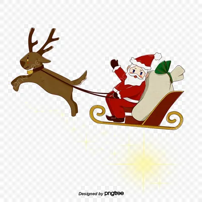 Обои на рабочий стол Санта Клаус / Santa Claus в санях, запряженных  оленями, летит над лесом, обои для рабочего стола, скачать обои, обои  бесплатно