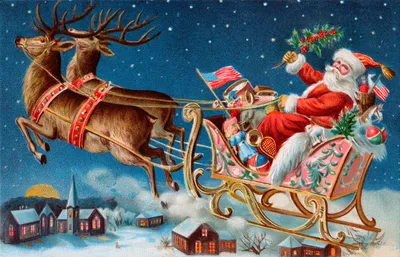 Раскраска «Санта Клаус на санях»