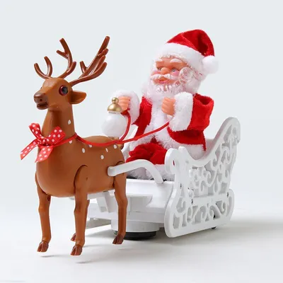 Музыкальный Дед Мороз на санях/ Санта Клаус на олене на батарейках/  Интерактивная новогодняя игрушка - купить по выгодной цене в  интернет-магазине OZON (1315979944)