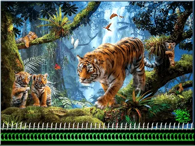 Тигр в стиле 2D, 3D, Компьютерная графика на Illustrators.ru