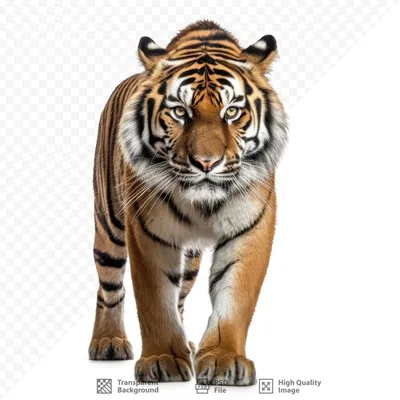 Тигр стоит на прозрачном фоне. | Премиум PSD Файл