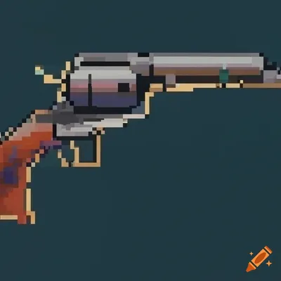 Side view of a colt navy revolver in pixel art on Craiyon