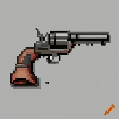 Side view of a colt navy revolver in pixel art on Craiyon