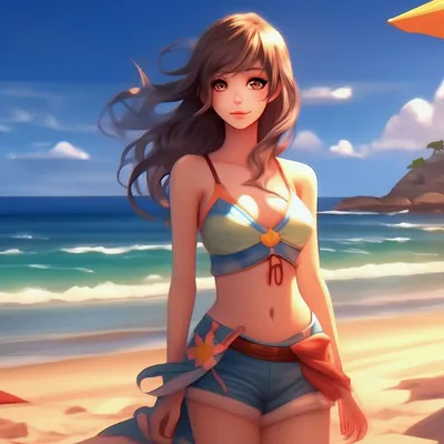Сексуальное аниме мультфильма девушки бикини на пляже Иллюстрация вектора -  иллюстрации насчитывающей усмехаться, повелительница: 148828375