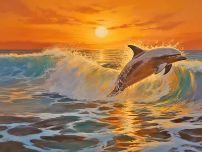 Картинки дельфины на закате фотографии