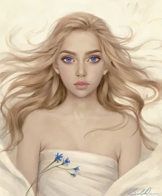 Блондинка с голубыми глазами лежит, укрывшись одеялом | Картинка на аву