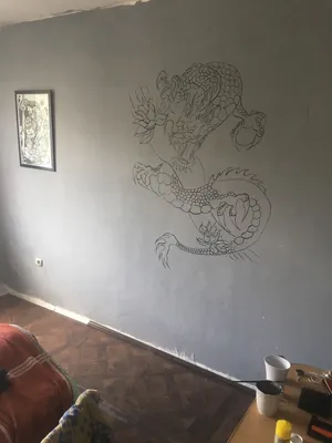Рисование на стене акрилом, поэтапно. | Пикабу
