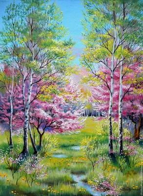 Рисунок для детей весна рисовать легко просто пошаговый рисунок Весенний  пейзаж легкий дерево весной. Карандаши и краски. | Карандаши и краски | Дзен