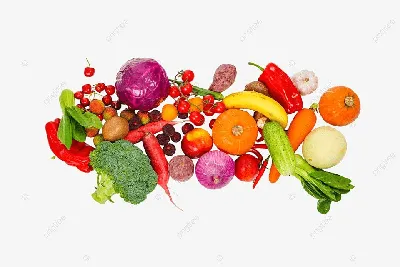Векторный набор спелых овощей и фруктов на белом фоне | Премиум векторы