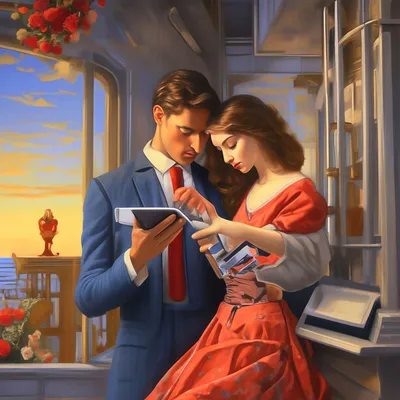 Молодая влюбленная пара, используя мобильный телефон в парке весны ::  Стоковая фотография :: Pixel-Shot Studio