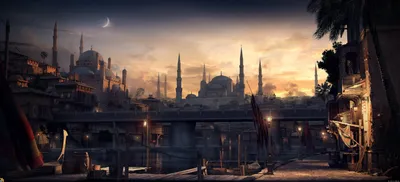 Мечети Константинополя на вечерней заре - обои на рабочий стол