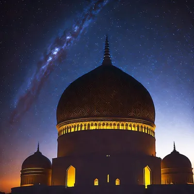 Красивая мечеть купольная мечеть генеративный ай | Премиум Фото