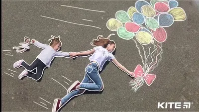 Рисуем с #Kite мелом на асфальте: крутая идея для фотосессии - YouTube