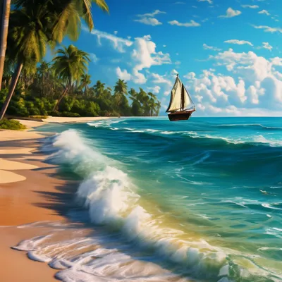 Море, пальмы, горизонт, лазурь, волны…» — создано в Шедевруме