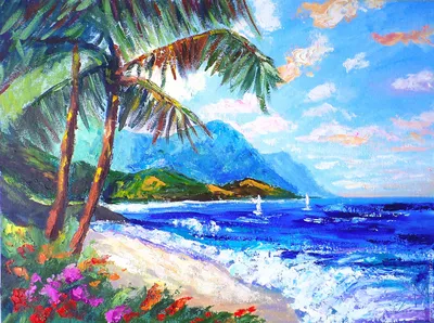 Картина по номерам \"Море и пальмы\"