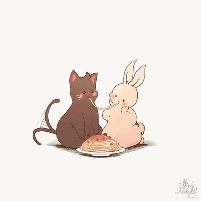 Tiny bunny 💕/Парная Ава с Полиной и Катей | Изображения заката, Артбуки,  Милые рисунки