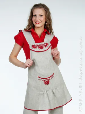 Фартук женский в русском стиле с вышивкой купить в интернет магазине  фабрики Ришелье из натурального льна