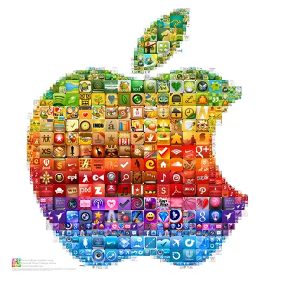 Коллаж одного из логотипов компании Apple, созданный из иконок приложений  AppStore: Описание, параметры программы для создания, детальный просмотр
