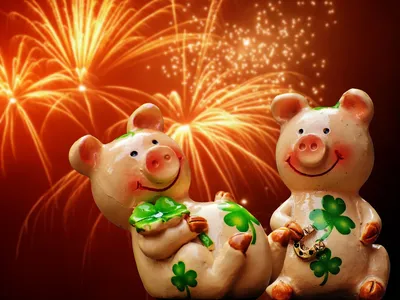 Маленькая Свинья Приветствует Гун Гун Китайский Новый Год Год Свиньи  Векторное изображение ©ori-artiste 213726454