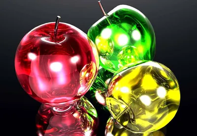 3D стеклянные яблоки от hoystela, картинки на рабочий стол и обои скачать  бесплатно.