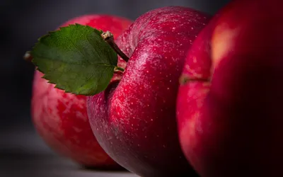 Скачать обои и картинки яблоки, красные, лежат, листья для рабочего стола в  разрешении 720x1528