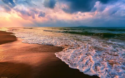 Море океан, волны, небо, облака, остров, человек, один фото, обои на рабочий  стол