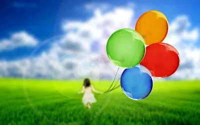 Воздушные шары, зеленое поле - Красивые - Обои на рабочий стол - Галерейка