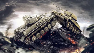 Обои на рабочий стол Мистический дух тигра на танковом поле боя, арт к игре  World of Tanks / Мир Танков, by Sergey Avtushenko, обои для рабочего стола,  скачать обои, обои бесплатно