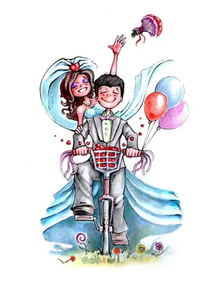 Иллюстрация Свадьба) в стиле графика | Illustrators.ru | Свадебные подписи,  Свадебная иллюстрация, Свадьба