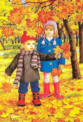 Картинки осень для детей для занятий дома и в садике | Иллюстрации дети,  Краска, Дети