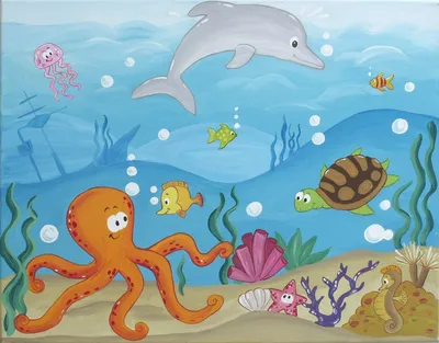 Рисунки на тему подводный мир лёгкие - 50 фото