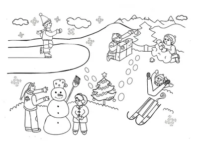 Детские забавы Зимние раскраски для мальчиков