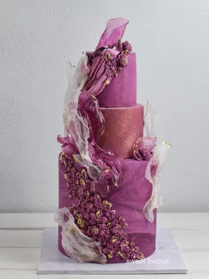 Торт фиолетовый с мастичными цветами и парусами из рисовой бумаги от Свит  Бисквит - Свит Бисквит