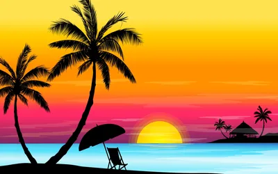 три пальмы нарисованы черным контуром Иллюстрация штока - иллюстрации  насчитывающей каникула, небо: 238796041