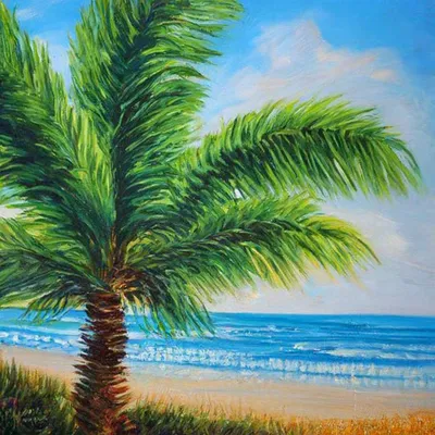 Фрески на стену пальмы, листья, ветви, aртикул: 3681 нарисованные пальмы