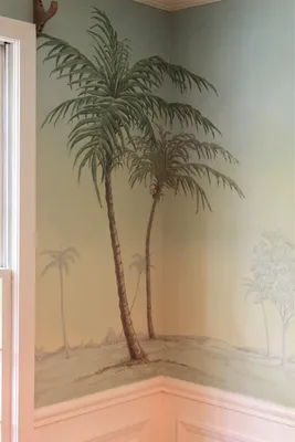 Нарисованные ветви узор пальмы обои - TenStickers