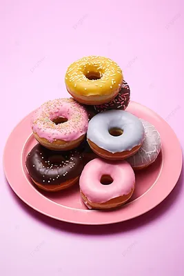 пять пончиков на розовой тарелке Фон Обои Изображение для бесплатной  загрузки - Pngtree