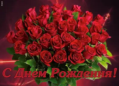 Открытка с красными розами и поздравлением на День рождения | Открытки, С  днем рождения, День рождения