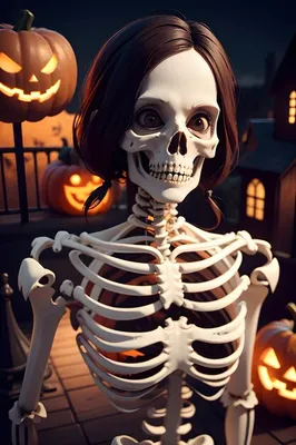 🎃 Хеллоуин 🎃 страшный скелет на …» — создано в Шедевруме
